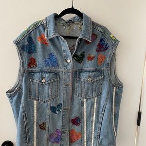 Hand embellished TopShop denim vest
